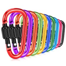 10 Pack Carabiner Clip, 2.28 inch Aluminum D-Ring Shape Locking Carabiners,