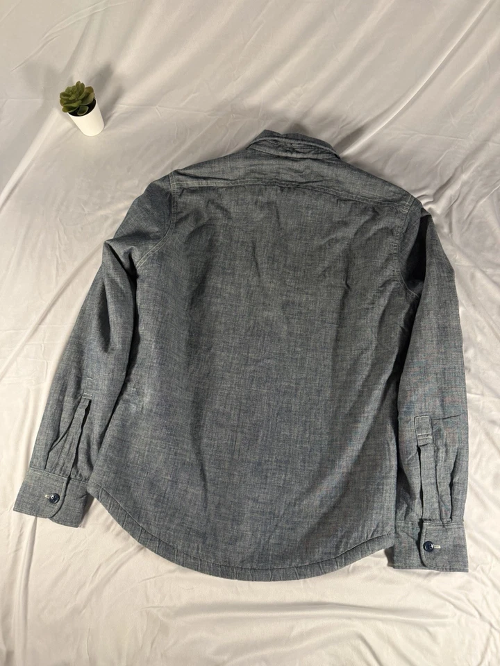 J. CREW Sherpa Forrada Cambray Camisa Abotonada Chaqueta Azul Para Hombre XS Foto 4 de 4