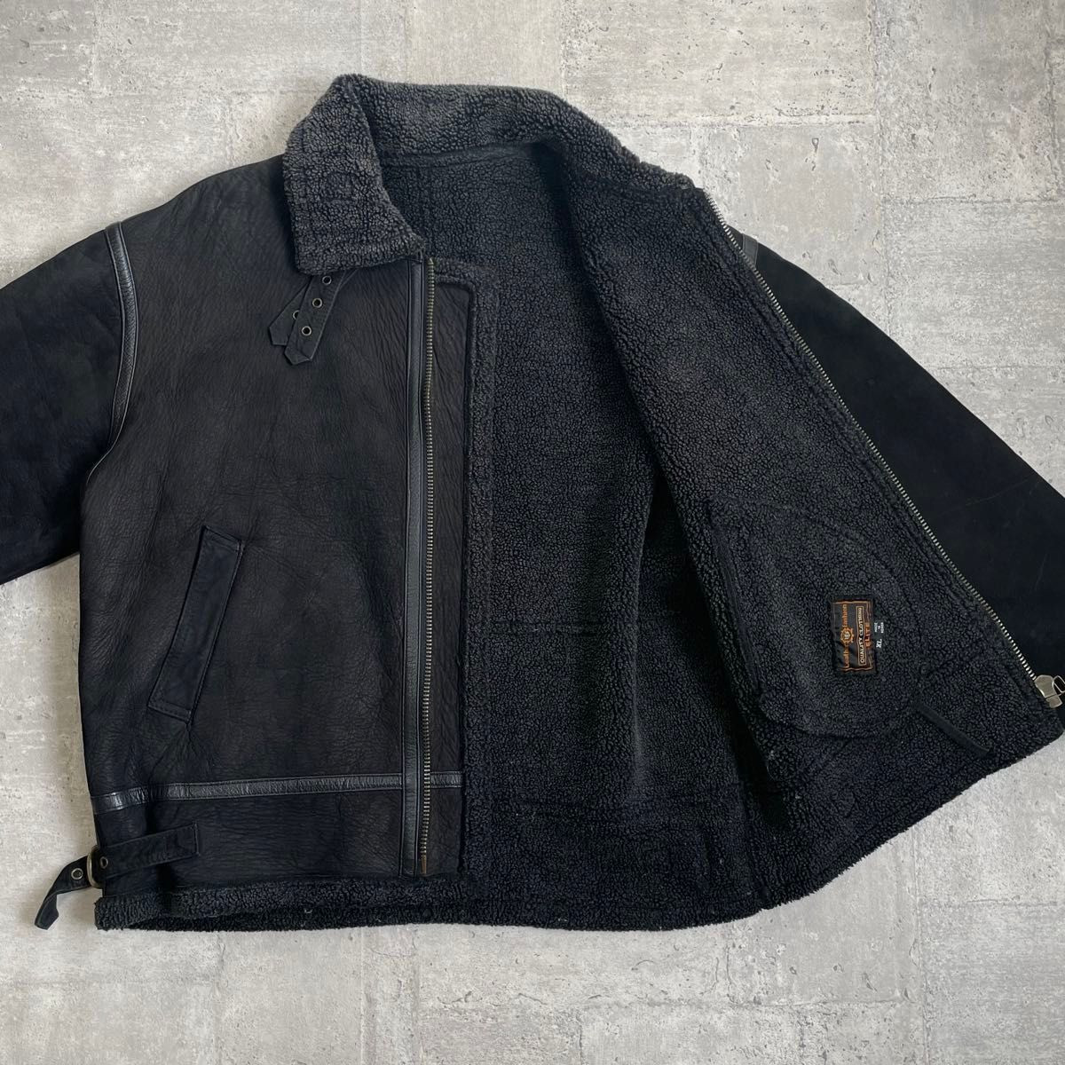 vintage B 3 Leather Flight Jacket Mouton Jacket Black XL No vintage B 3 Leather Flight Jacket Mouton Jacket Black XL No