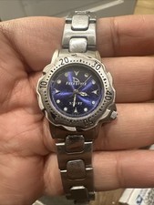 Working Freestyle 28mm Blue Dial Diver Ladies Quartz Watch New Battery Steel