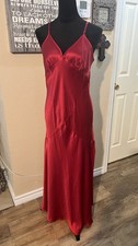 Victoria Secret Nightgown 100 Silk Red Maxi Side Slit Dress Liquid Flowy Classy