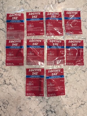 LOT OF 10 Loctite 242 0.02fl oz. .5ML Blue Medium-Strength Threadlocker Capsule