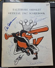 1967 Baltimore Orioles Signed Scorebook Weaver, Palmer, Kubek, Etchebaren,Kelly+