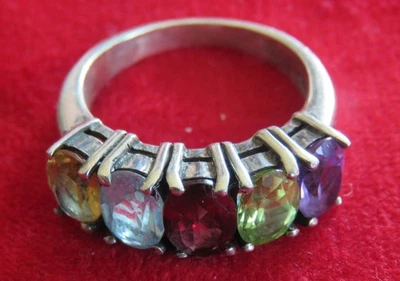 Damenring  - 925er Sterling Silber -Multi-Edelstein-Ring -5,2 Gramm - Bild 1 von 4