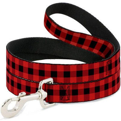 Dog Leash 6-FEET Buffalo Plaid Black/Red WIDE 1.5'' (US IMPORT)
