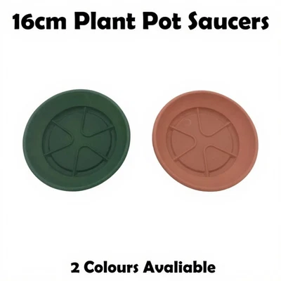 OAKLAND GARDENS Plant Pot Saucer 16cm Drip Tray Round Plastic Watering Trays Small Strong