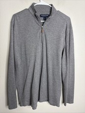 Mizzen Main Sweater Mens Large Quarter Zip Pullover Lightweight Casual Gray EUC