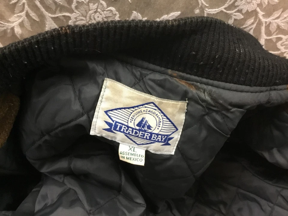 Vintage Varsity Jacket brown Wool black Leather Talon Zip XL Trader Bay vintage - Image 2 of 4