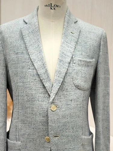 G. English Jacket For Man Blue Special Texture Single Breasted With 3 Pockets image 10
