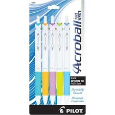 Pilot Acroball Purewhite Ballpoint Pen Fine Point 5 Count Assorted Colors