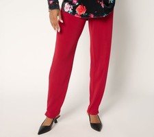 Susan Graver Regular Liquid Knit Straight-Leg Pants Red Currant M New