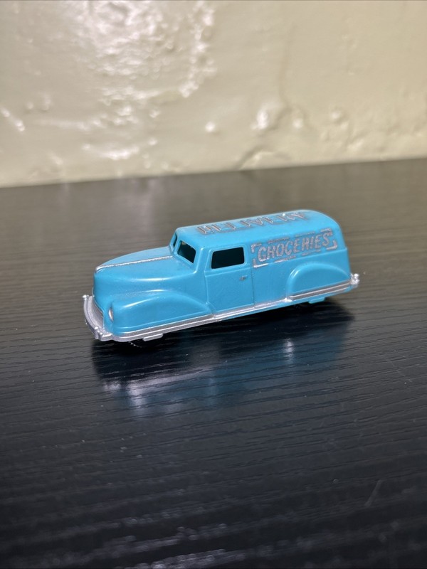 VINTAGE HARD PLASTIC TOY RENWAL PRODUCTS DELIVERY GROCERIES VAN TRUCK Teal/Blue