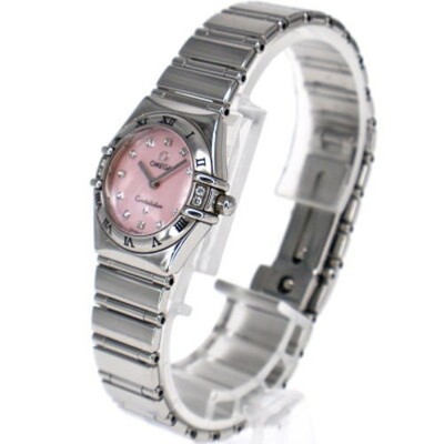Omega Constellation Mini My Choice 1566.66 Pink Shell Diamond Watch Full Set