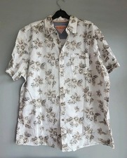 Mantaray Size L 100% Cotton Short Sleeve Tropical Floral Print Shirt Summer