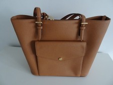 MICHAEL KORS TAN TOTE BAG WITH GOLD TRIM . Med/Large in Excellent Condition.