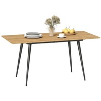Esstisch Ausziehbar 120/160 X 75 Cm KüChentisch FüR 6-8 Personen Stahl, Natur
