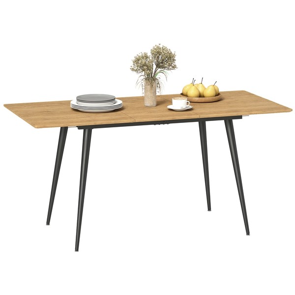 Esstisch Ausziehbar 120/160 X 75 Cm KüChentisch FüR 6-8 Personen Stahl, Natur-image