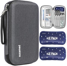 suzamed Insulin Cooler Travel Case, 2x150g Ice Pack TSA Approved, Dark gray