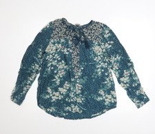 Monsoon Damenbluse blau geblümt Langarm UK 8