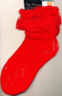 Leg Avenue 3030 Spitzensöckchen mit Rüsche rot