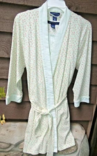 Charter Club Intimates 2-pc Short Nightgown & Robe Mint Green Floral Cotton Smal