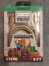 Minecraft USB-A to Lightning Steve 6ft Fast Charge cable NIB MFi Certified