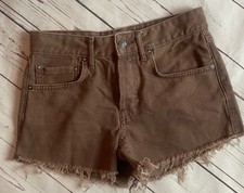 Free People We The Free Brown Denim Cut Off Button Fly Shorts Size 24 OB1450600