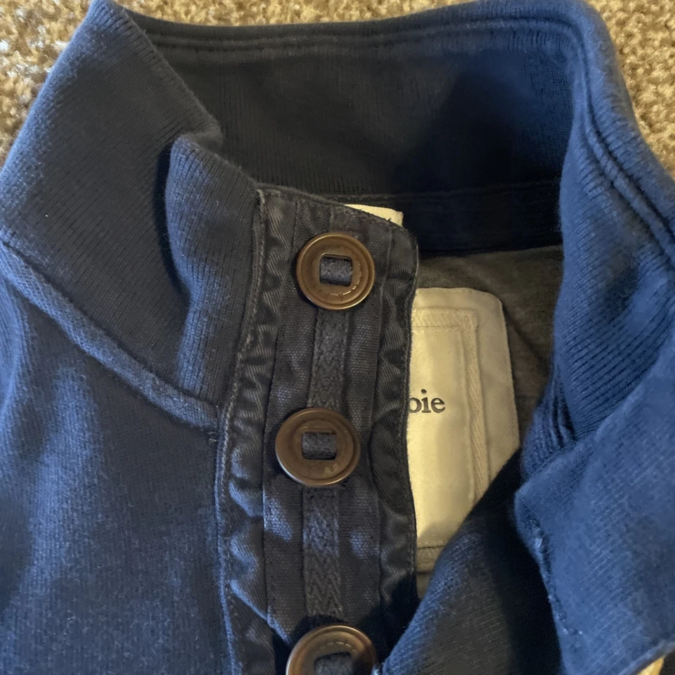 VTG Abercrombie & Fitch Mens Henley Shirt AF Logo Front Pockets Blue 2XL Heavy - Image 4 of 4