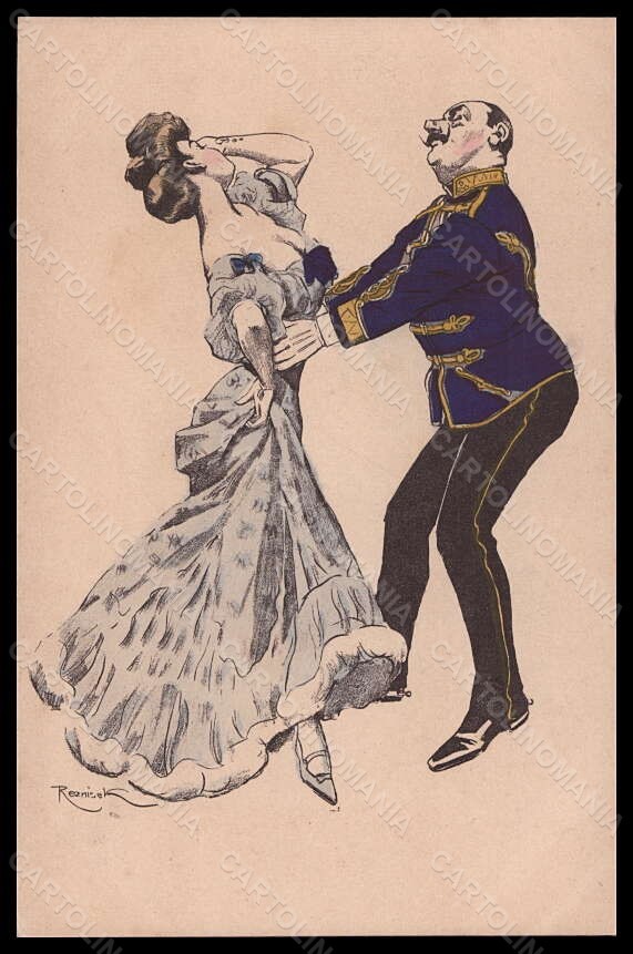 Artista Firmato Reznicek Art Nouveau Dance Lady Simplicissimus V-11 pz VK5487