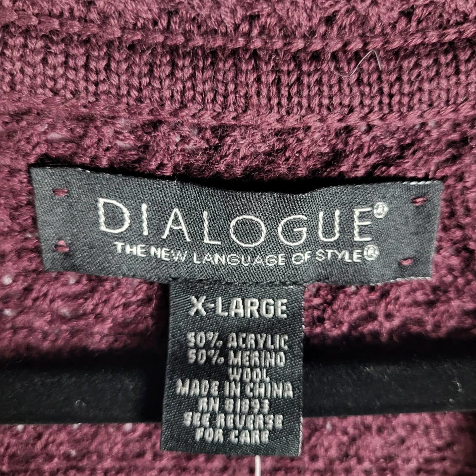 Dialogue QVC Long Lines Cardigan Sweater Coat Women's XL Wine Merino Wool NWT - Image 4 of 4