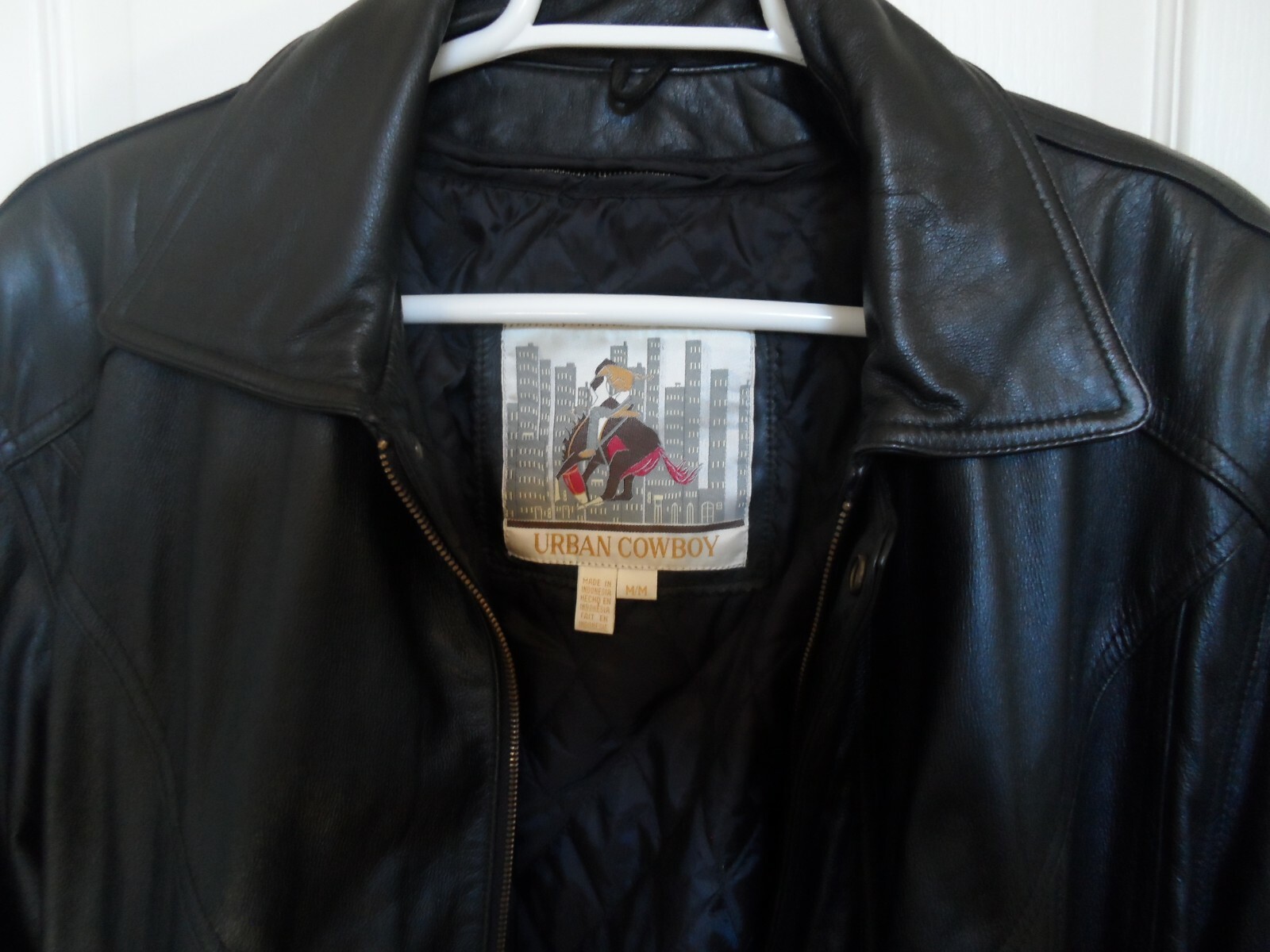 Men’s Black Leather Jacket Zipper (40 Medium) Gem