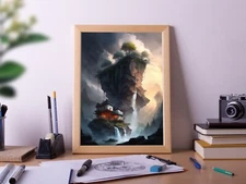 House Near Waterfalls, Poster Print, Wall Art Décor