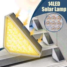 LED Outdoor Solar Power Fence Lights Deck Door Wall Stair Step Garden Decor Lamp