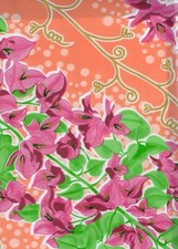 Oilcloth Fabric Mystical Avalon Salmon Pink Pattern Sold in Yard or Bolt