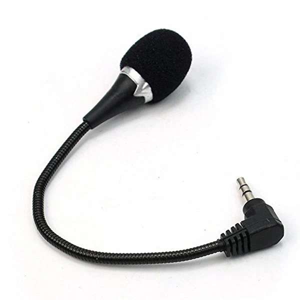 MICROFONO SMARTPHONE JACK 3.5 MM VIDEO CHIAMATE FLESSIBILE PC INTERNET NERO gt - Immagine 2 di 4