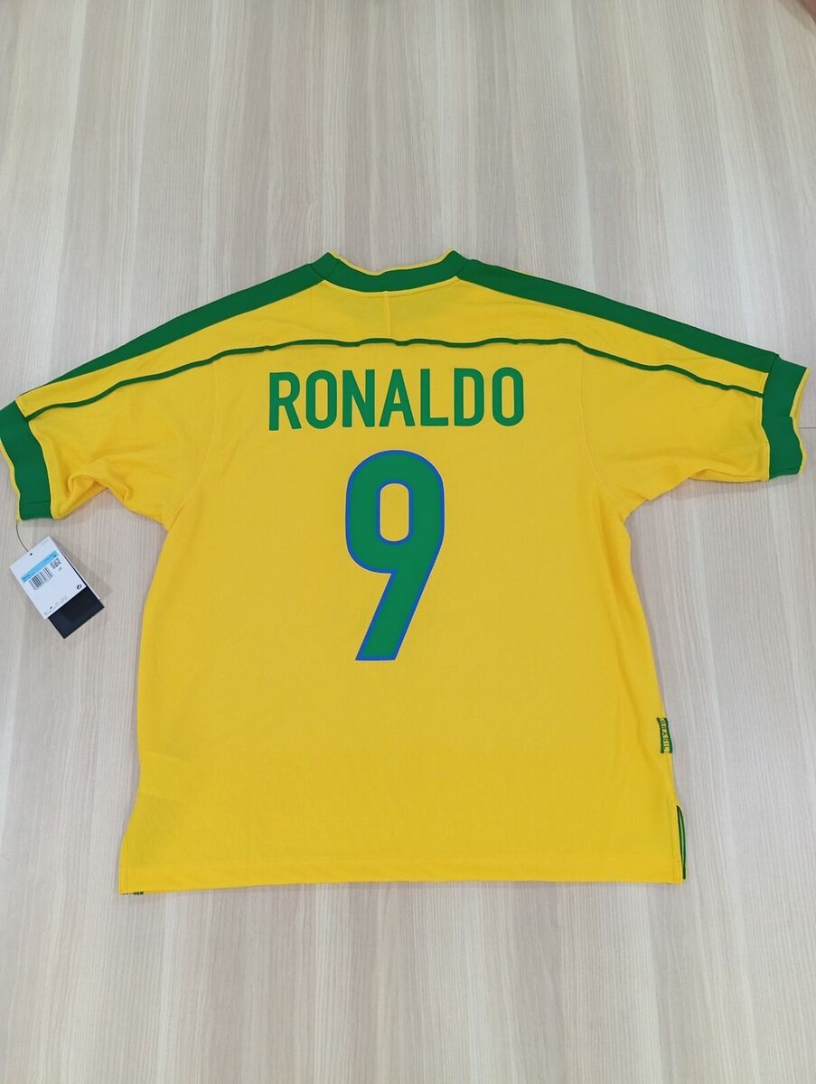 Nike Brazil 1998 Ronaldo #9 Home Replica (US M Size Nike Brazil 1998 Ronaldo #9 Home Replica (US M Size