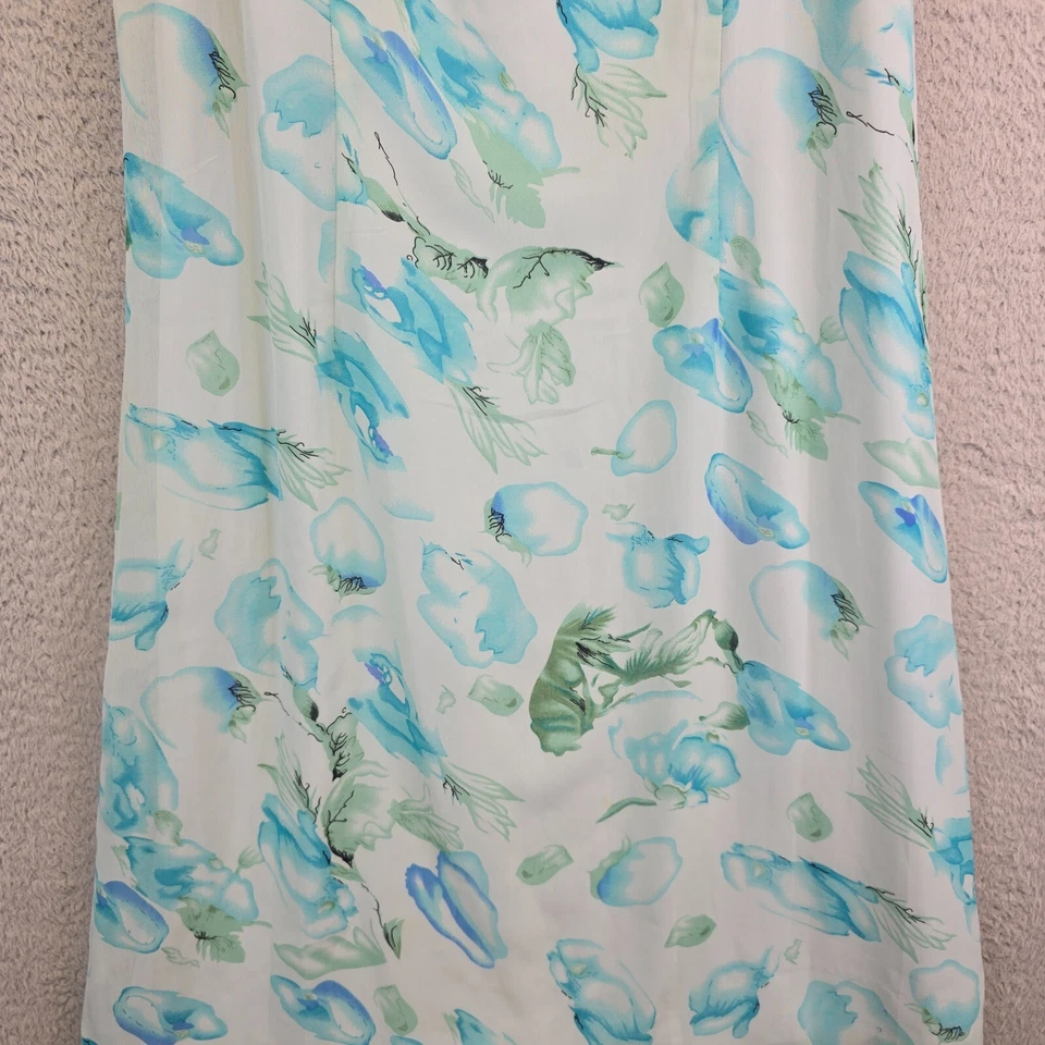 Vestido Mary McFadden Mujer 16 Blanco Floral Transparente Forrado Volantes Fluido Boho Foto 4 de 4