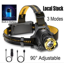 990000LM  Q5 Headlamp USB Rechargeable Built-in Battery  LED Headlight 3 Modes