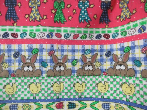 The Whole Country Caboodle Easter Blessings Bunny Chick Eggs Stripe Cotton 1YD - Picture 3 of 10