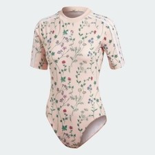 NWOT Adidas Womens Bodysuit Floral Pink Short Sleeve Body Suit Shirt One Piece S