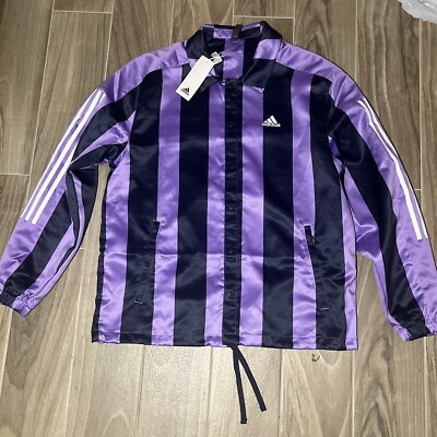 Adidas Originals Satin Mens Medium Coaches Track Jacket Purple