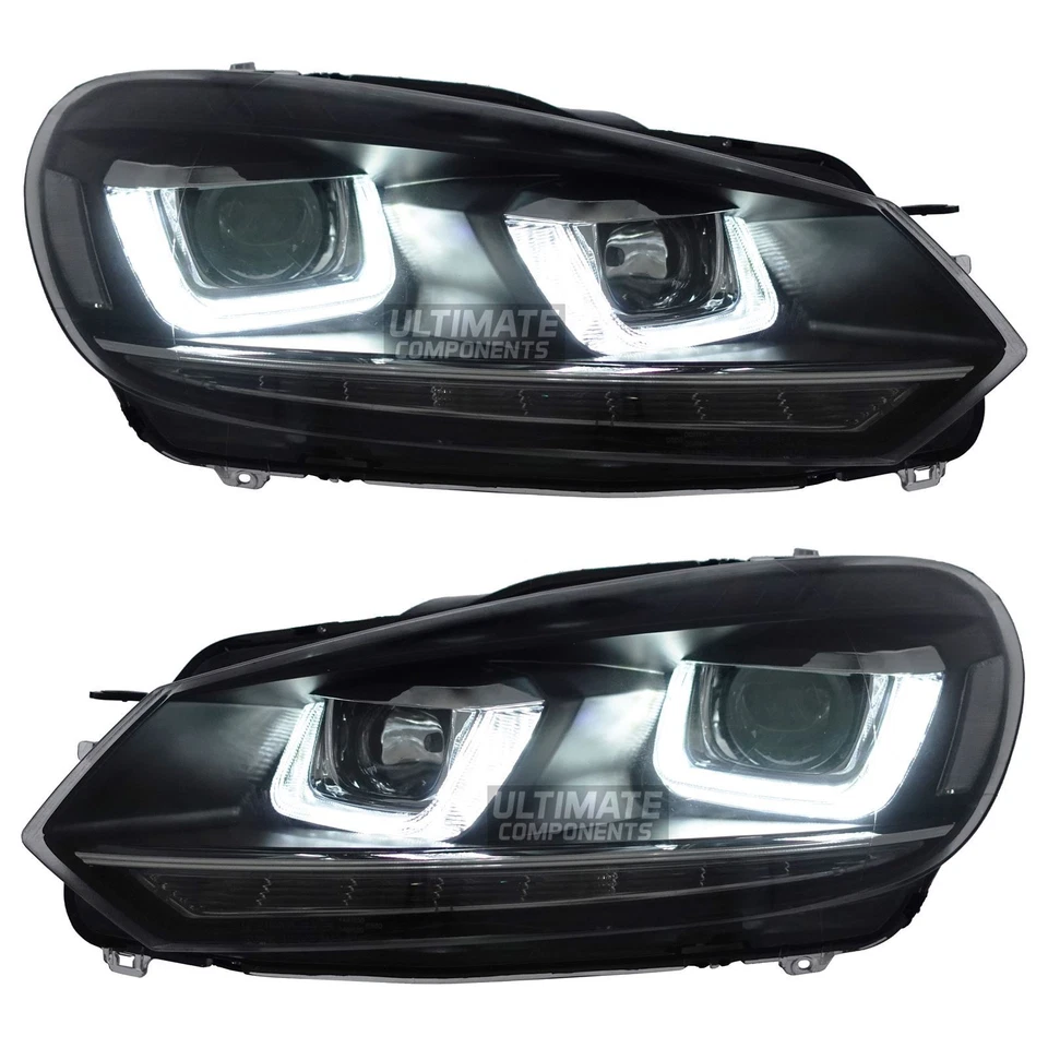 VW Golf MK6 2009-2013 LED DRL Headlights Sequential Indicators Xenon look Style - Image 2 of 4