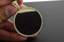 14K Yellow Gold Plated 2ct Moissanite 3" Medallion Memory Picture Frame Pendant