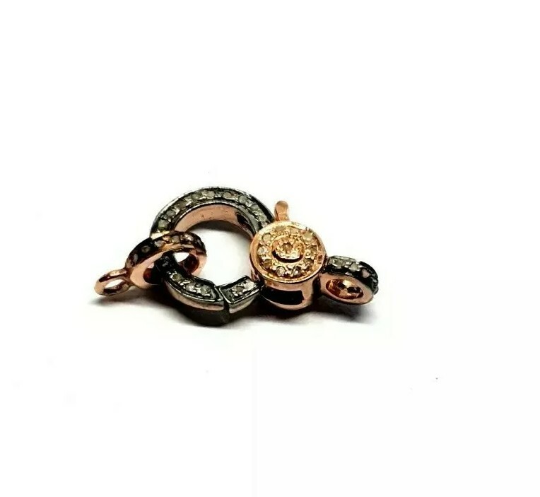 Pave Diamond Lobster Clasp 925 Sterling Silver Jewelry Findings