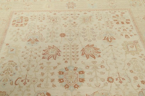 Floral Peshawar-Chobi Oriental Hand-knotted Wool IVORY Living Room Area Rug 7x10 - Picture 7 of 12