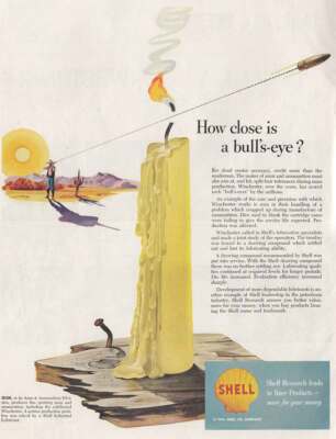 1954 Shell Oil: How Close Is a Bulls-Eye Vintage Print Ad