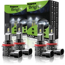 Super Bright 4x Combo H9 H11 LED Headlight High Low Beam Bulbs 10000K White Kit