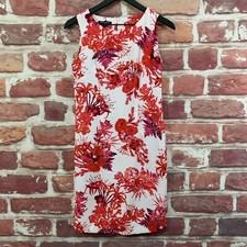 Mario Serrani Italy Dress Womens Size 4 White Red Multicolor Floral Sleeveless