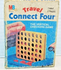 Vintage Milton Bradley Travel CONNECT FOUR Vertical Checkers Game 1983
