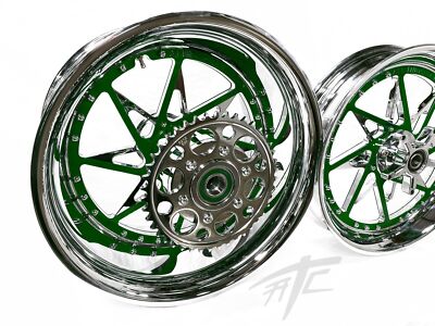 330 FAT TIRE KIT CHROME & GREEN SWITCHBACK BLACK ARM 06-11
